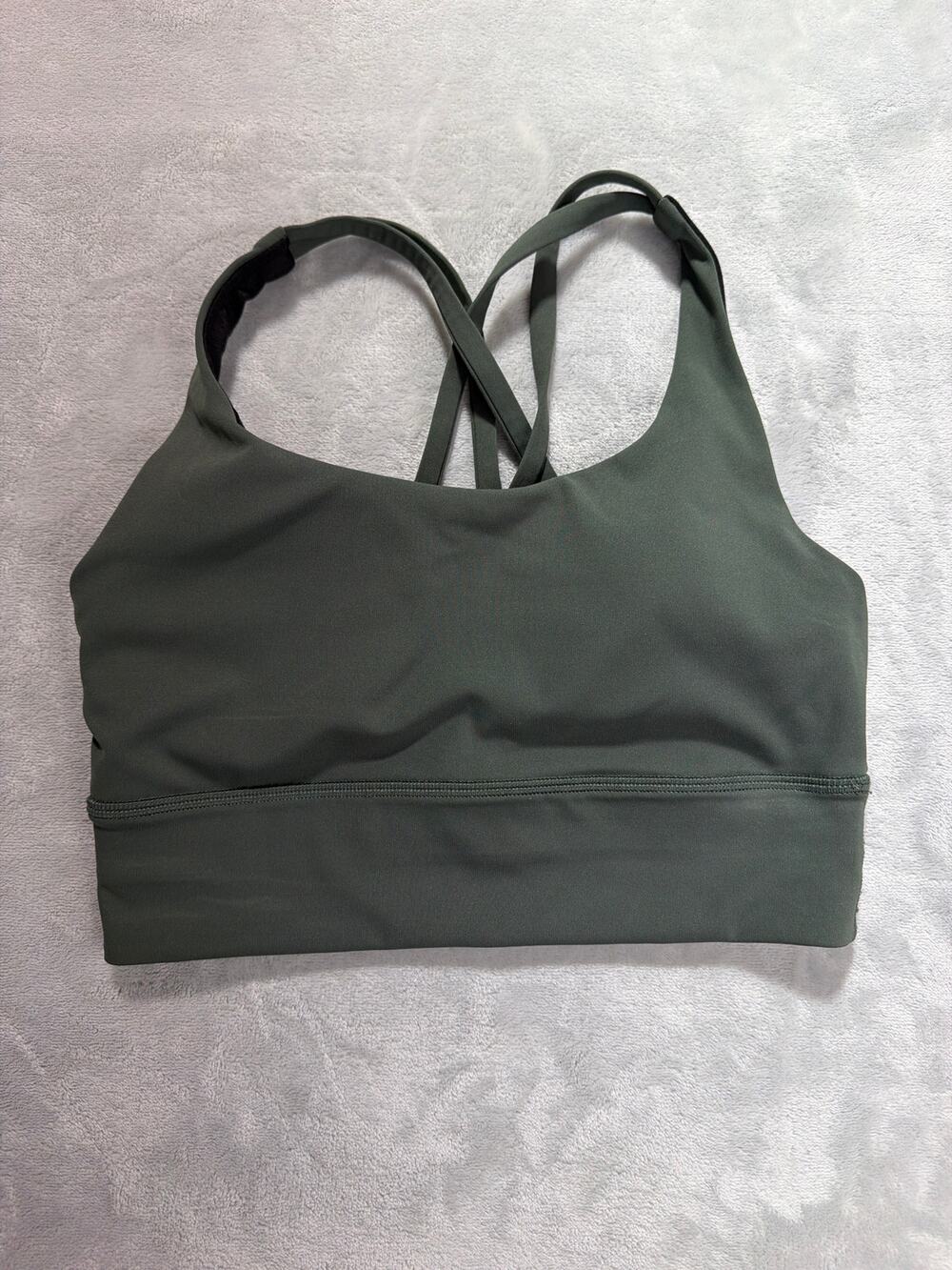 Lululemon Energy Bra Longline Medium Support Sage Olive Green Size 4 LW2DQS